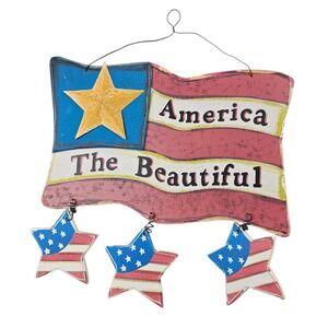 America The Beautiful‎ Flag Wall Hanging Patriotic Decor USA Stars